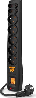 Picture of Listwa zasilajca Acar P7 przeciwprzepiciowa 7 gniazd 5 m czarna (W0116)
