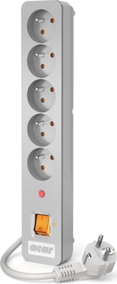 Attēls no Listwa zasilajca Acar X5 przeciwprzepiciowa 5 gniazd 1.5 m szara (W0185)
