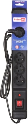 Attēls no Listwa zasilajca Activejet Combo przeciwprzepiciowa 6 gniazd 1.5 m czarna