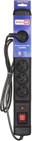 Picture of Listwa zasilajca Activejet Combo przeciwprzepiciowa 6 gniazd 1.5 m czarna