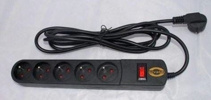 Attēls no Listwa zasilajca Orvaldi ORV-5 przeciwprzepiciowa 5 gniazd 3 m czarna (AP5-3M)