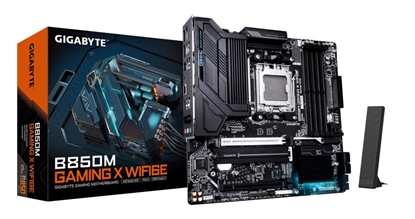 Attēls no Mainboard|GIGABYTE|AMD B850|Socket AM5|micro ATX|RAM DDR5-SDRAM|4xSlots|Wi-Fi Yes|Bluetooth Yes|2xNumber of M.2 (M) slots|B850MGAMINGXWF6E1.1