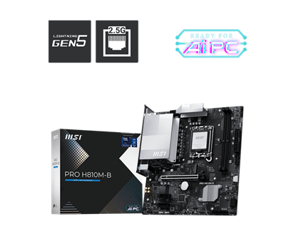 Изображение Mainboard|MSI|Intel H810|LGA1851|Micro-ATX|Memory DDR5|Memory slots 2|PROH810M-B