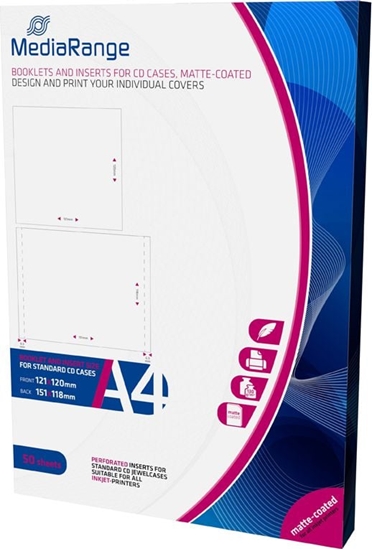 Изображение Mediarange CD Jewelcase Booklet + Inlay DINA4 Bögen 50 Stück