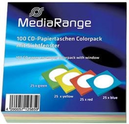 Изображение Mediarange CD Paperbag Colorpack 100pcs mit Fenster