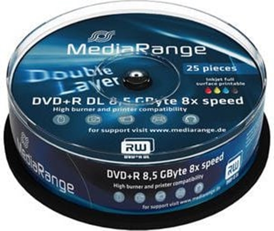 Изображение Mediarange DVD+R DL 8x 25pcs Cake Inkjet Fullsurface Printab