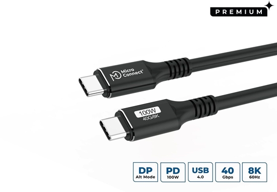 Picture of MicroConnect USB4CC015 kabel USB USB4 Gen 3x2 0,15 m USB C Czarny