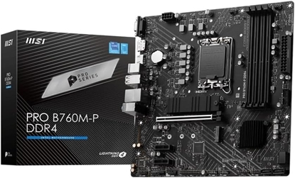 Attēls no MSI PRO B760M-B DDR4 | Processor family Intel | Processor socket LGA1700 | DDR4 | Supported hard disk drive interfaces SATA, M.2 | Number of SATA connectors 4