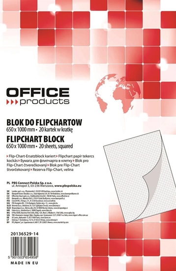 Picture of Office Products Blok do flipchartów, kratka, 65x100cm, 20 kartek, biay (5901503654958)