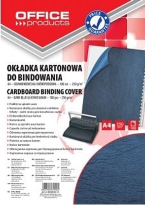 Picture of Office Products OKADKI DO BINDOWANIA, KARTON, A4, 250GSM, SKÓROPODOBNE, 100SZT., CIEMNONIEBIESKIE (20232525-11)