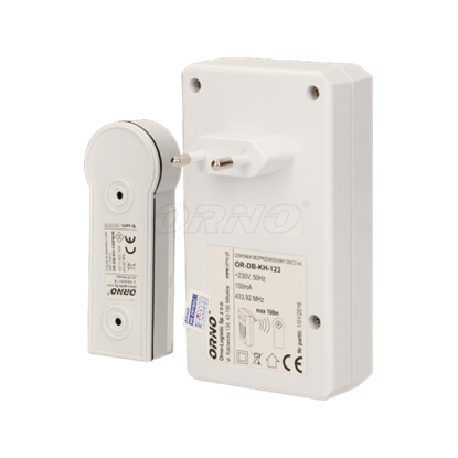 Attēls no Orno Dzwonek bezprzewodowy DISCO DC 230V z learning system biay