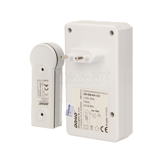 Picture of Orno Dzwonek bezprzewodowy DISCO DC 230V z learning system biay