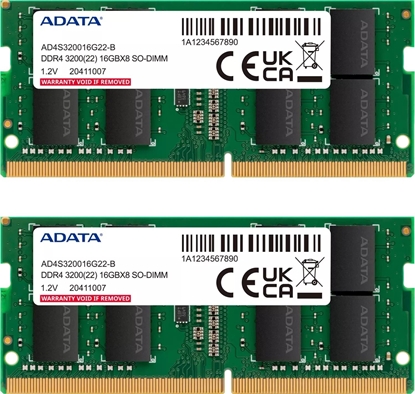 Attēls no Pami do laptopa ADATA Premier, SODIMM, DDR4, 16 GB, 3200 MHz, CL22 (AD4S32008G22-DTGN)