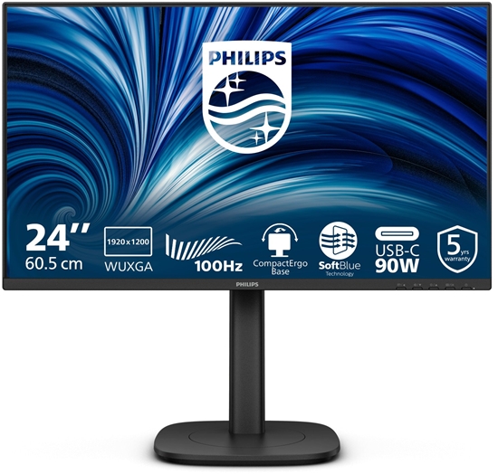 Изображение Philips 24B2U3301D - LED-Monitor - 61.13 cm (24") - 1920 x 1200 WUXGA @ 100 Hz - IPS - 300 cd/m2 - 1500:1 - 4 ms - HDMI, DisplayPort, USB-C - Lautsprecher - Schwarz