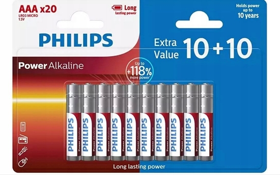 Изображение Philips Bateria AAA alkaliczna 10 + 10 sztuk LR03P20BP/10