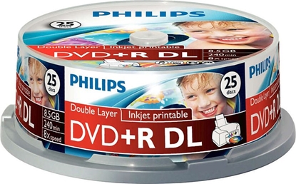 Attēls no Philips DVD+R DL 8.5 GB 4x 25 sztuk (DR8I8B25F)