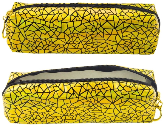 Изображение Piórnik Szkolny Biurowy Jednokomorowy Wzór Holograficzny Zoty 20x6,5 cm