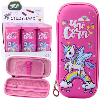 Picture of Piórnik Szkolny Usztywniany Jednoroec Róowy 22,5x10 cm