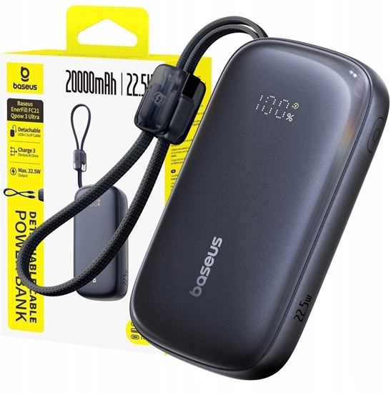 Picture of Powerbank Baseus Powerbank EnerFill FC21 Qpow 20000mAh 22.5W z wywietlaczem z doczonym kablem - czarny
