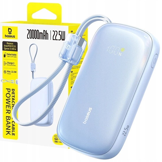 Picture of Powerbank Baseus Powerbank EnerFill FC21 Qpow 20000mAh 22.5W z wywietlaczem z doczonym kablem - niebieski
