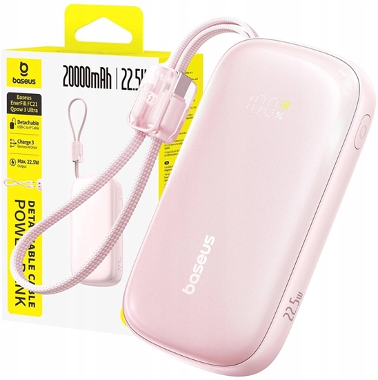 Picture of Powerbank Baseus Powerbank EnerFill FC21 Qpow 20000mAh 22.5W z wywietlaczem z doczonym kablem - róowy