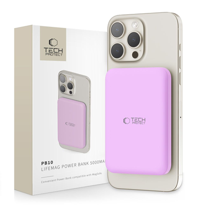 Picture of Powerbank Tech-Protect TECH-PROTECT PB10 LIFEMAG MAGSAFE POWER BANK 5000MAH LILAC