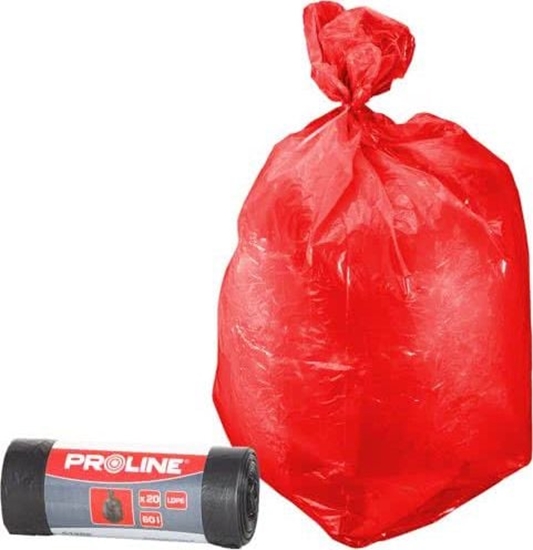 Изображение Pro-Line Worki czerwone na mieci LDPE 120L 8 x 10szt. (41204)