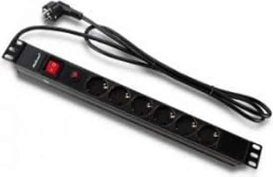 Изображение Qoltec RACK 19'' | 16A | 1U | PDU | 6xSCHUKO | 2m - 53993