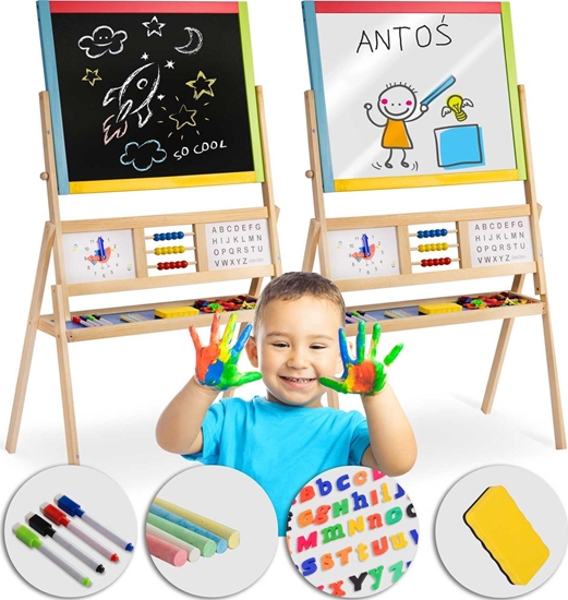 Picture of Ricokids Dua magnetyczna kredowa tablica obrotowa z zegarem Ricokids - wielokolorowa