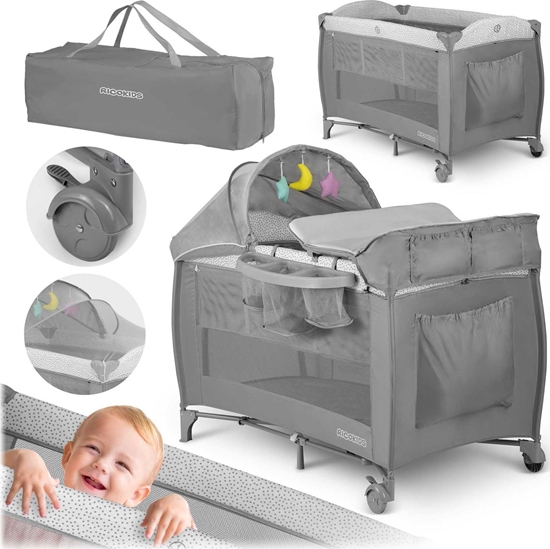 Picture of Ricokids óeczko turystyczne + materac + torba 125x65x78cm RK-242 szare