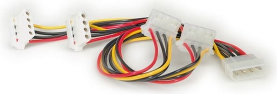 Изображение Roline Internal Y-Power Cable, 4-pin HDD to 4x 4-pin HDD (90°), 0.45 m