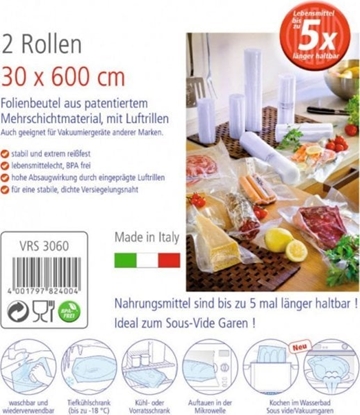 Attēls no Rommelsbacher ROMMELSBACHER film roll VRS 3060, 30cm x 6 meters, vacuuming films (transparent, 2 rolls)