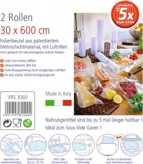 Picture of Rommelsbacher ROMMELSBACHER film roll VRS 3060, 30cm x 6 meters, vacuuming films (transparent, 2 rolls)