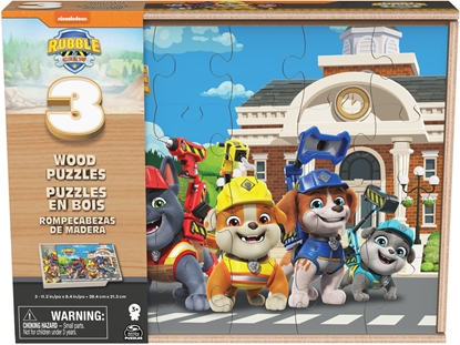 Изображение Rubble & Crew Wood Puzzles w. Storage 3 Pack