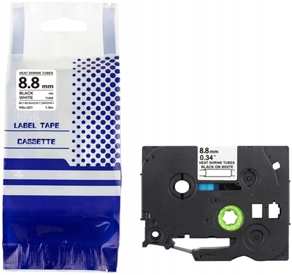 Изображение Rurka termo BROTHER HSE-221 9mm x 1,5m czarny na biaym zamiennik