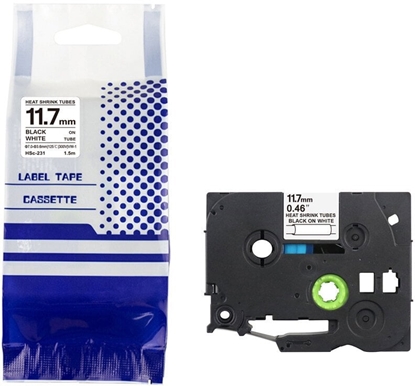 Изображение Rurka termo BROTHER HSe-231 12mm x 1,5m czarny na biaym zamiennik