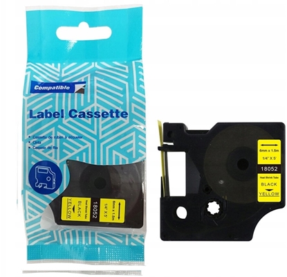 Изображение Rurka termo DYMO D1 18052 6mm x 1.5m czarny na ótym zamiennik S0718270