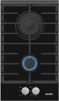 Attēls no Simfer | Hob | H3.201.TGRSP | Gas on glass | Number of burners/cooking zones 2 | Rotary knobs | Black