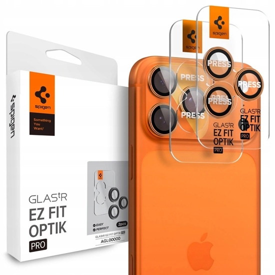Picture of Spigen Glass tR EZ Fit Optik Pro 2 Pack, orange - iPhone 17/16/15/14 Pro / 17/16/15/14 Pro Max