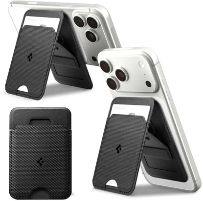 Изображение SPIGEN S314-1 SLIM FOLD TRIPOD MAGSAFE UNIVERSAL MAGNETIC CARD HOLDER BLACK