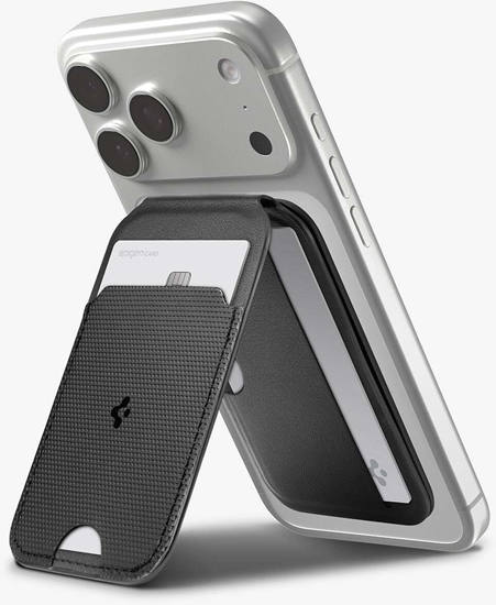 Изображение SPIGEN S314-2 SLIM FOLD TRIPOD MAGSAFE UNIVERSAL MAGNETIC CARD HOLDER BLACK