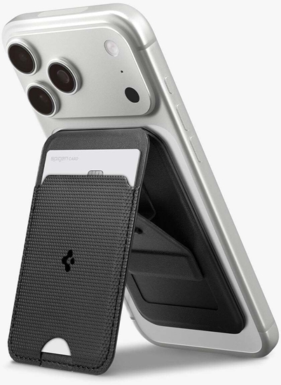 Изображение SPIGEN S314-3 SLIM FOLD TRIPOD MAGSAFE UNIVERSAL MAGNETIC CARD HOLDER BLACK