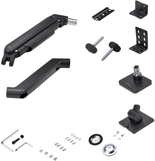 Изображение StarTech.com Monitor Desk Mount For 49" Ultrawide Curved Screen, Max 44lb - zestaw montaowy (rami sprynowe, rami obrotowe, podstawa, uchwyt VESA, monta C-klemowy 10-80 mm, monta Tullen 10 - 35 mm) - regulowane rami z mechaniczn spryn - do wyw