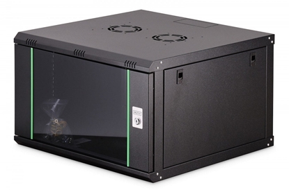 Изображение Szafa sieciowa wisząca Dynamic 19" 7U rack 385x600x600mm, drzwi szyba, czarna, niezłożona, 60kg