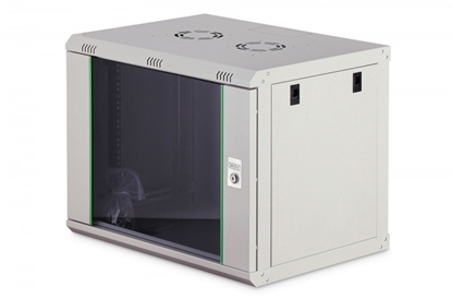 Picture of Szafa sieciowa wisząca Dynamic 19" 9U rack 474x600x450mm, drzwi szyba, szara, niezłożona, 60kg