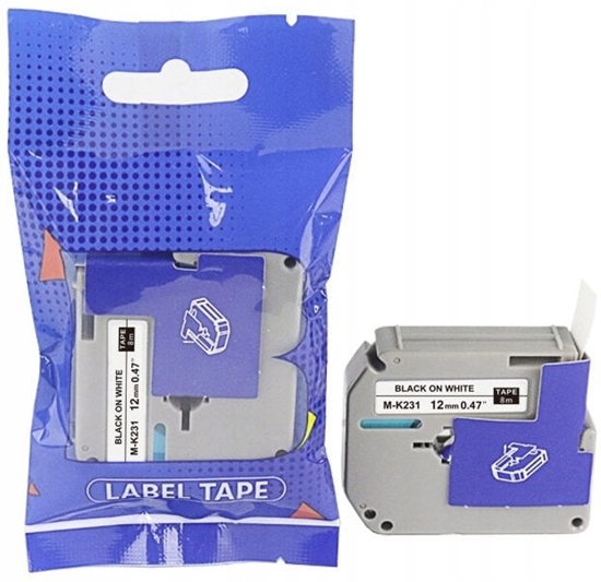 Изображение Tama BROTHER M-K231 12mm x 8m czarny na biaym zamiennik