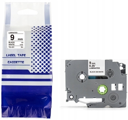 Attēls no Tama BROTHER TZE-221 9mm x 8m czarny na biaym zamiennik