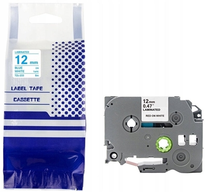 Attēls no Tama BROTHER TZe-233 12mm x 8m niebieski na biaym zamiennik