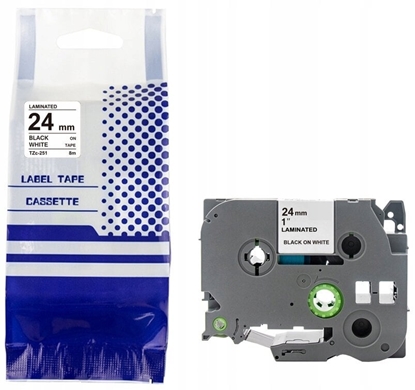 Attēls no Tama BROTHER TZE-251 24mm x 8m czarny na biaym zamiennik