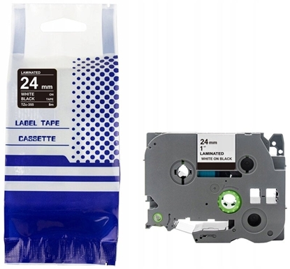 Attēls no Tama BROTHER TZe-355 24mm x 8m biay na czarnym zamiennik